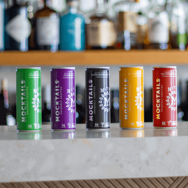 Nitro Mocktails Non-Alcoholic Cocktails on bar counter