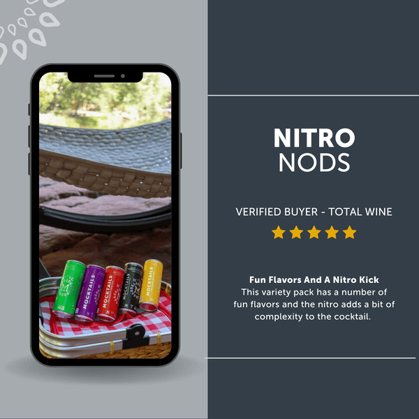 Customer review for Nitro Mocktails Non-Alcoholic Cocktail Variety 12-Pack with picnic setup
