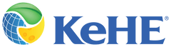 KeHE logo with a green, blue, and yellow globe icon on a green background