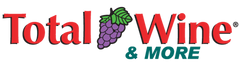 total wine and more logo in red and teal lettering with grape illustration